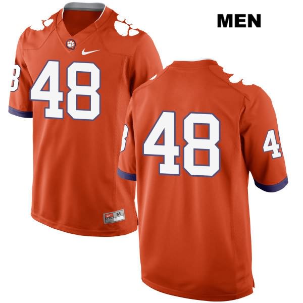 Men's Clemson Tigers #48 Landon Holden Stitched Orange Authentic Nike No Name NCAA College Football Jersey DFG7846XO